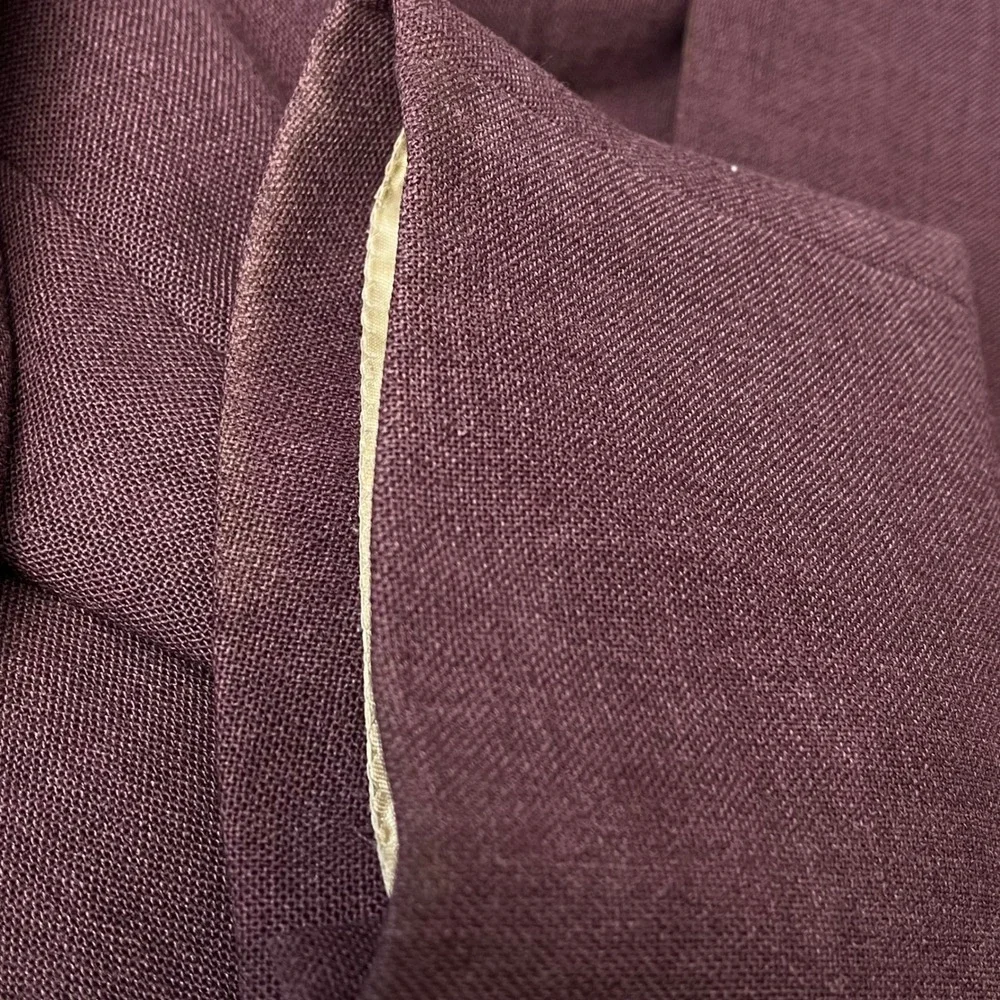 Stafford Mens 46L Blazer Sport Coat Plum Purple Worsted Wool Blend Gold Buttons